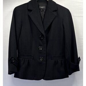 Talbots Women's Blazer Size 2P Petite Solid Black Long Sleeves Buttons‎ Pockets